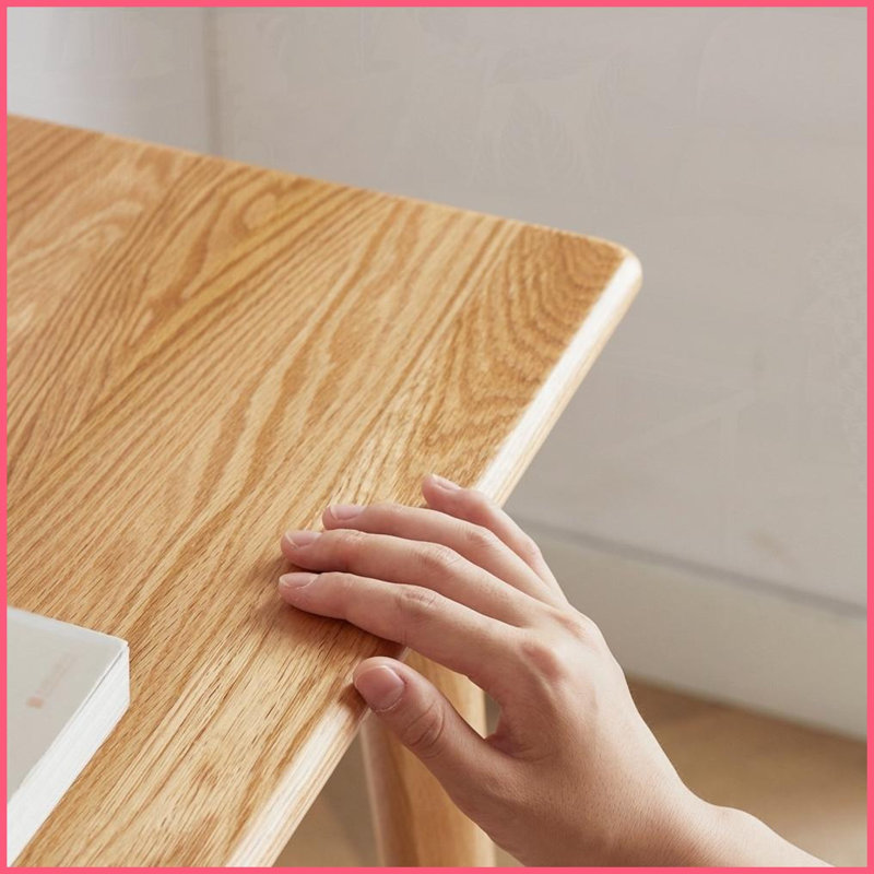 Table basse en chêne de qualité nord-américaine avec plateau en tissu gris, résistant aux taches, tiroir de rangement et amp; Bords arrondis lisses