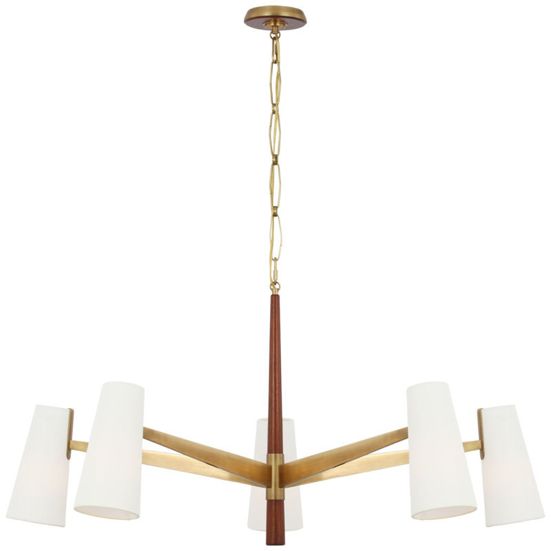 Olina 5 - Light Chandelier, Hand Rubbed Antique Brass/Mahogany
