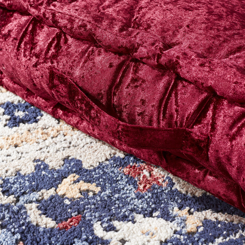 Belia Burgundy Velvet Square Floor Pillow