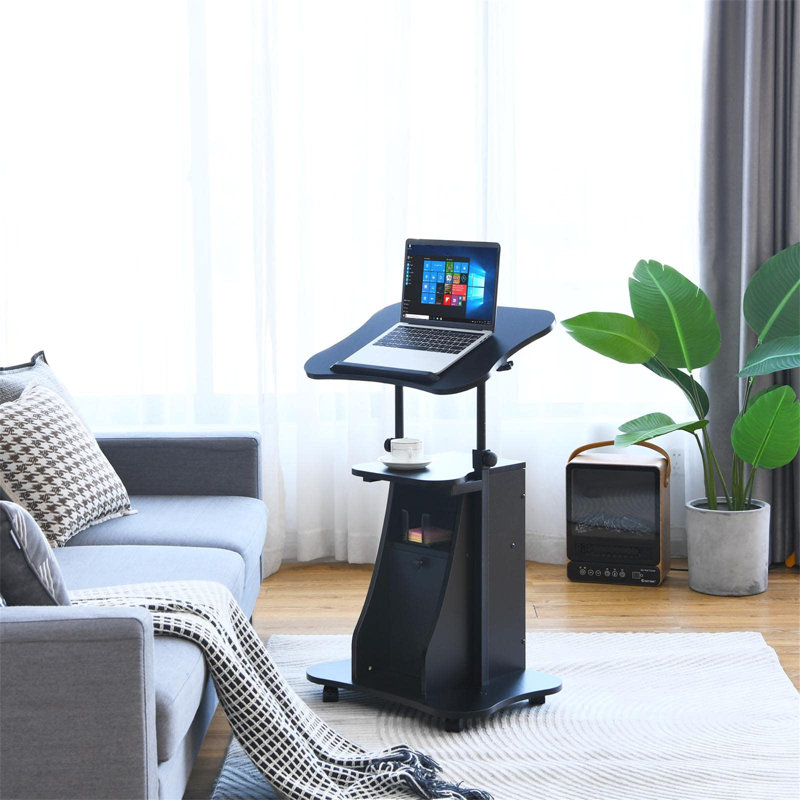 Semetria 10cm W Laptop/Tablet Storage Cart, Satin Black