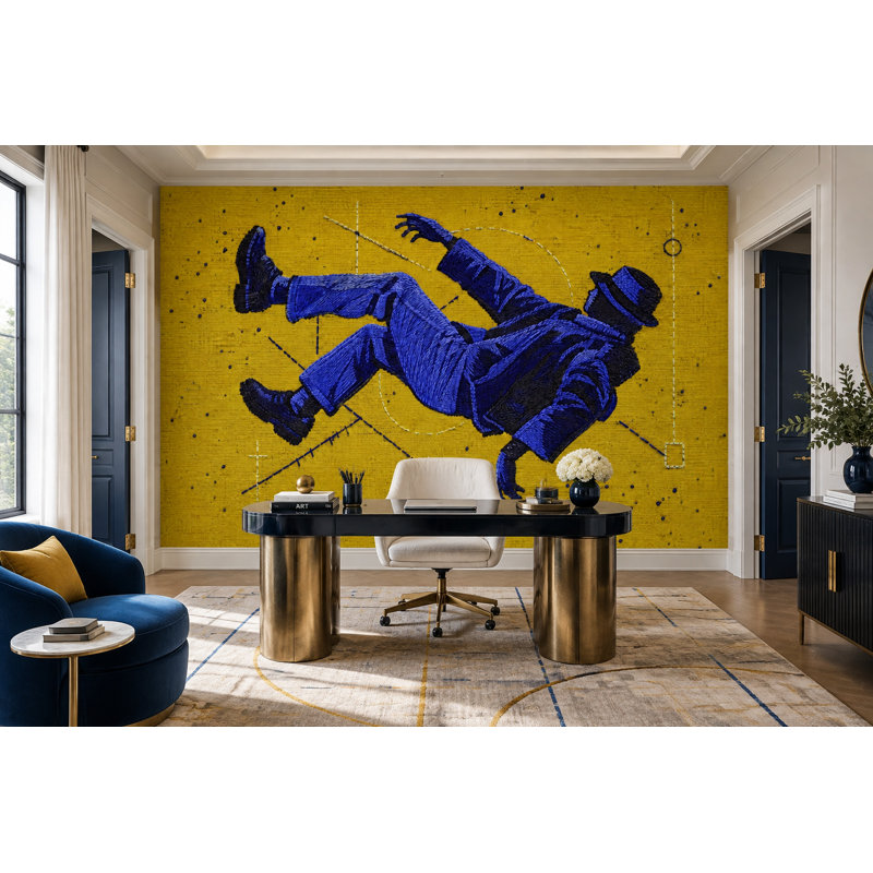 Papier peint mural flottant jaune, 160 po x 108 po, Non tissé