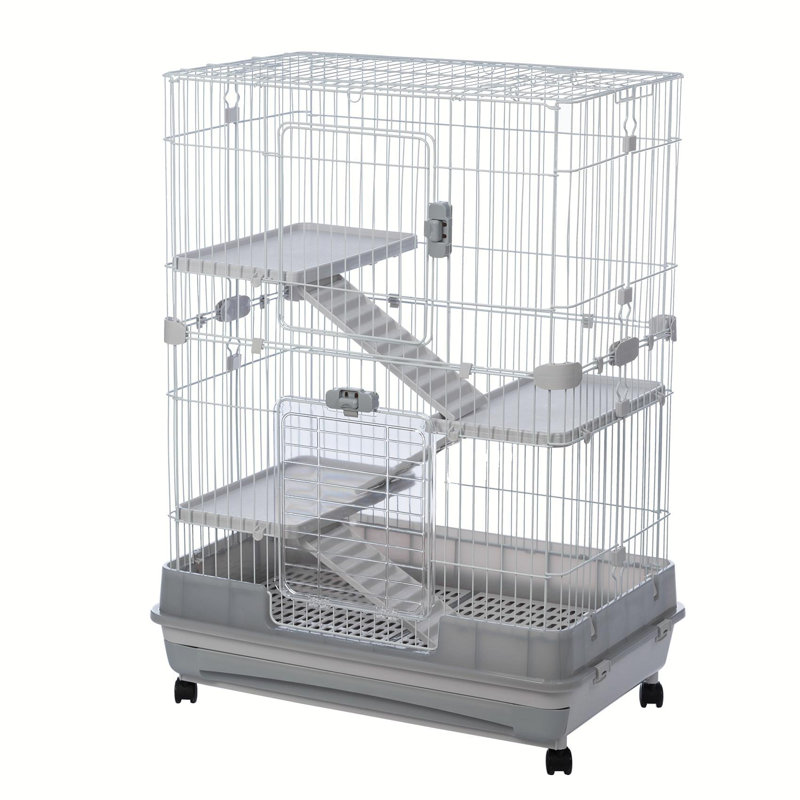 Cage avec rampe Ajaycia, H 43,3 po x l 32 po x P 21 po, Gris