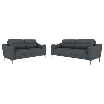 Okeshi 2-Piece Upholstered Sofa Set Charcoal