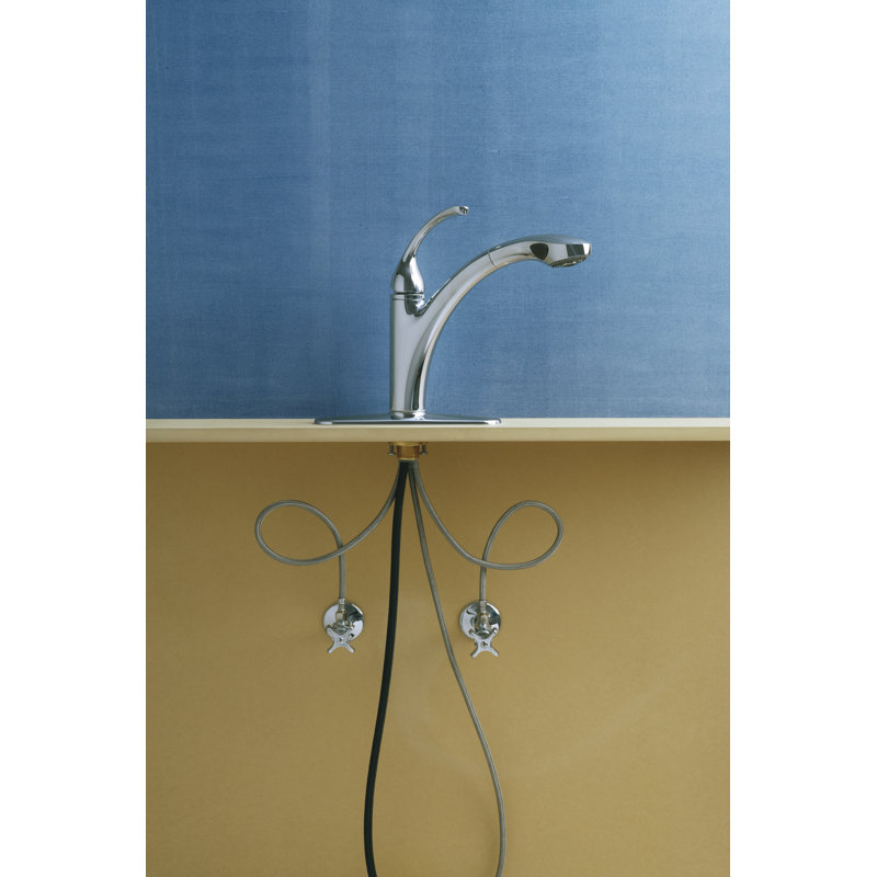 Forte Pull Out Single Handle Kitchen Faucet, Chrome poli