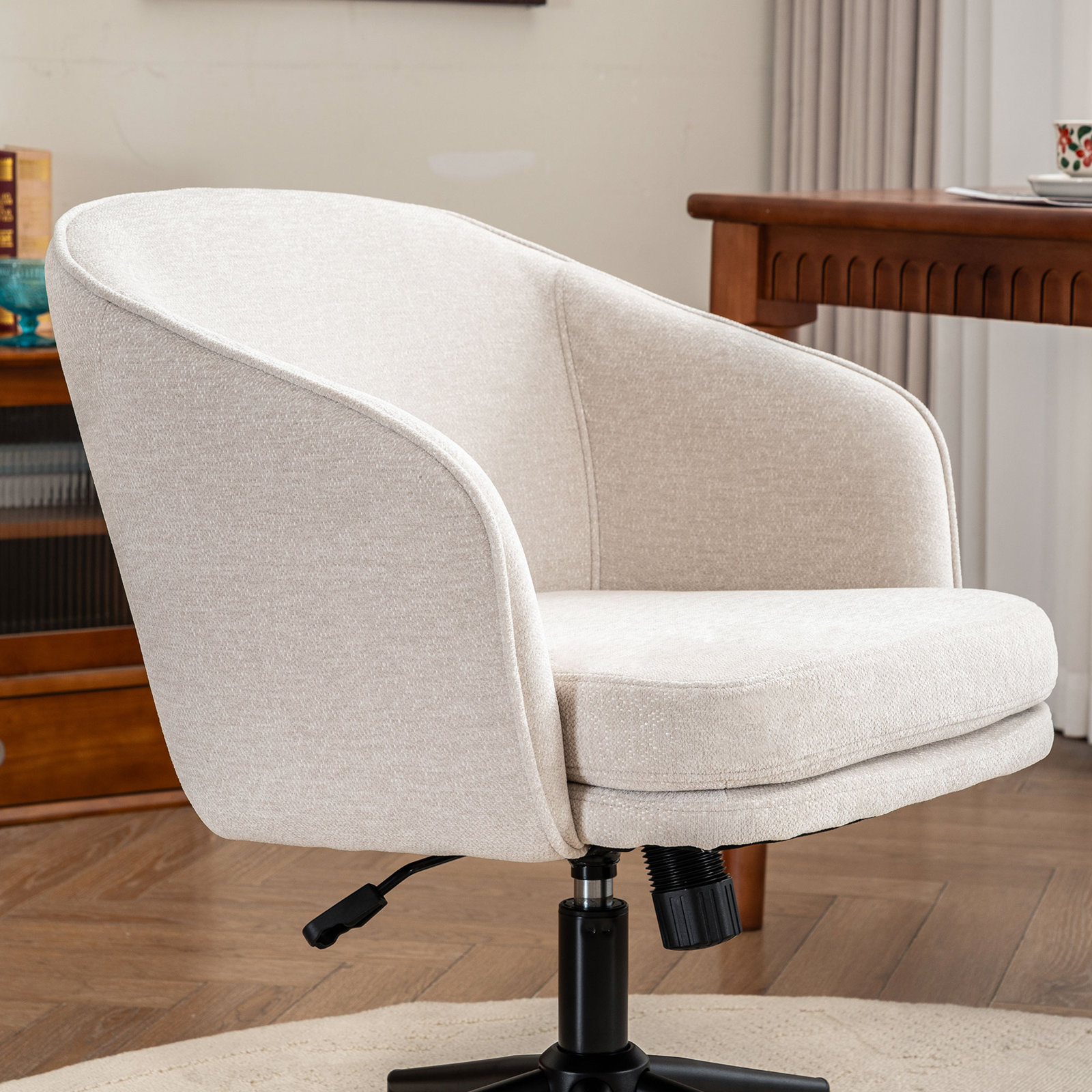 Toscani Office Chair with Lumbar Support, Beige Chenille