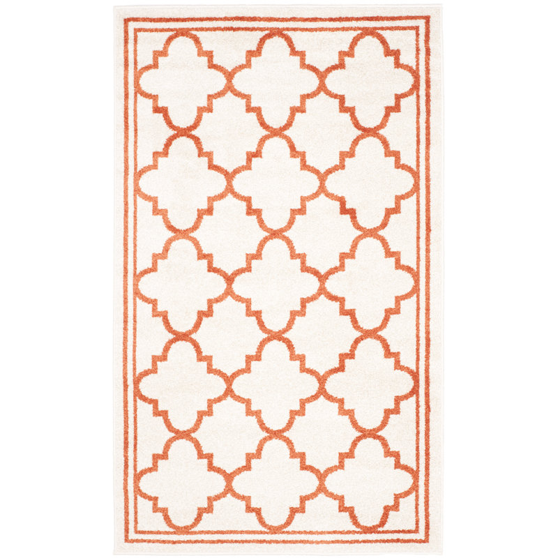 Tapis géométrique Ammundsen, Rectangulaire 3 pi x 5 pi, Beige/Orange