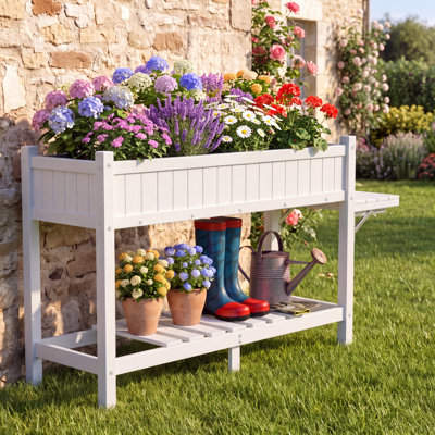 Jardinière surélevée en PEHD avec tablette réglable, lit de jardin surélevé résistant aux intempéries pour herbes, fleurs et légumes, patio extérieur