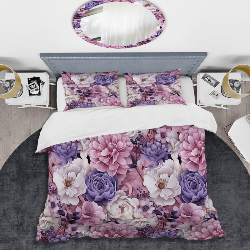 Ensemble de housse de couette floral en polyester microfibre Springtime, Housse de couette simple + 1 taie décorative stan