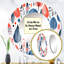 Blue Coral Scandinave Floral Elegance I - miroir décoratif abstrait, grand miroir mural rond bleu, impression d'art en métal-99621157