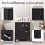 Meuble-lavabo moderne noir autoportant de 61 cm (24 pouces) avec lavabo en céramique intégré, structure en bois massif et panneaux en MDF, portes et tiroirs à fermeture amortie, poignée argentée en alliage de zinc pour petites salles de bain-133671240