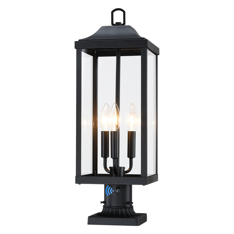 Lampadaire d'extérieur Dusk To Dawn de 23,75 po à 3 lumières Aurelia, Matte Black