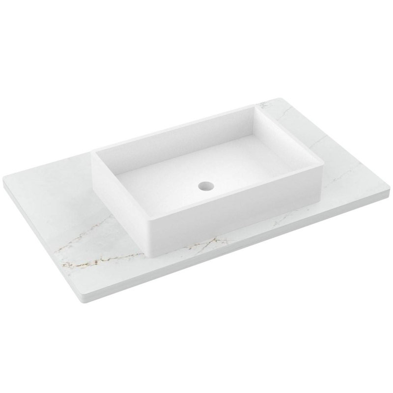 Meuble-lavabo simple à deux tiroirs Ventura, Chêne blanc américan, 36"