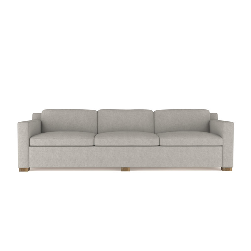 Canapé Mercer, H 33,5 po x l 120 po x P 39 po, Lin à tissage carré argenté, Patiné
