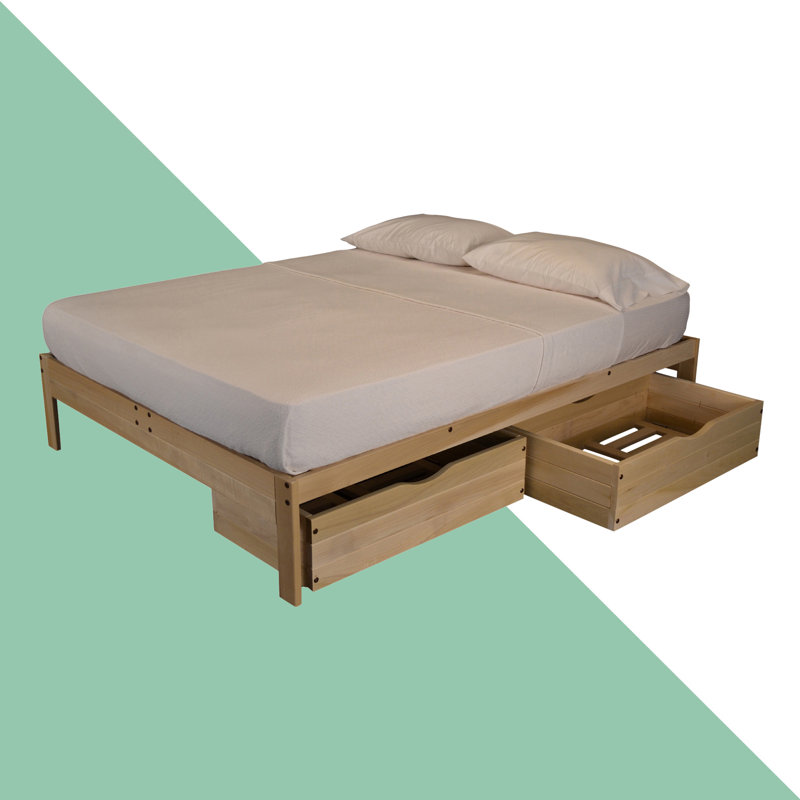 Lit plateforme en bois massif avec espace de rangement, Simple TG
