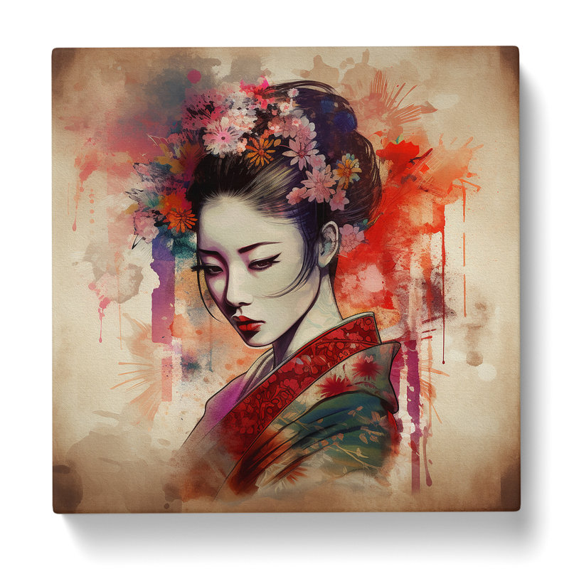 Geisha Abstract Art No.1 - Wrapped Canvas, 35cm H x 35cm W x 3cm D