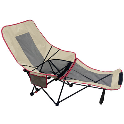 Portable Folding Moon Lounge Chair With Head Pillow & Leg Rest, 1pc Chaise Lounge Outdoor For Camping, Balcony, Beach, Can Sit Or Lie Down.