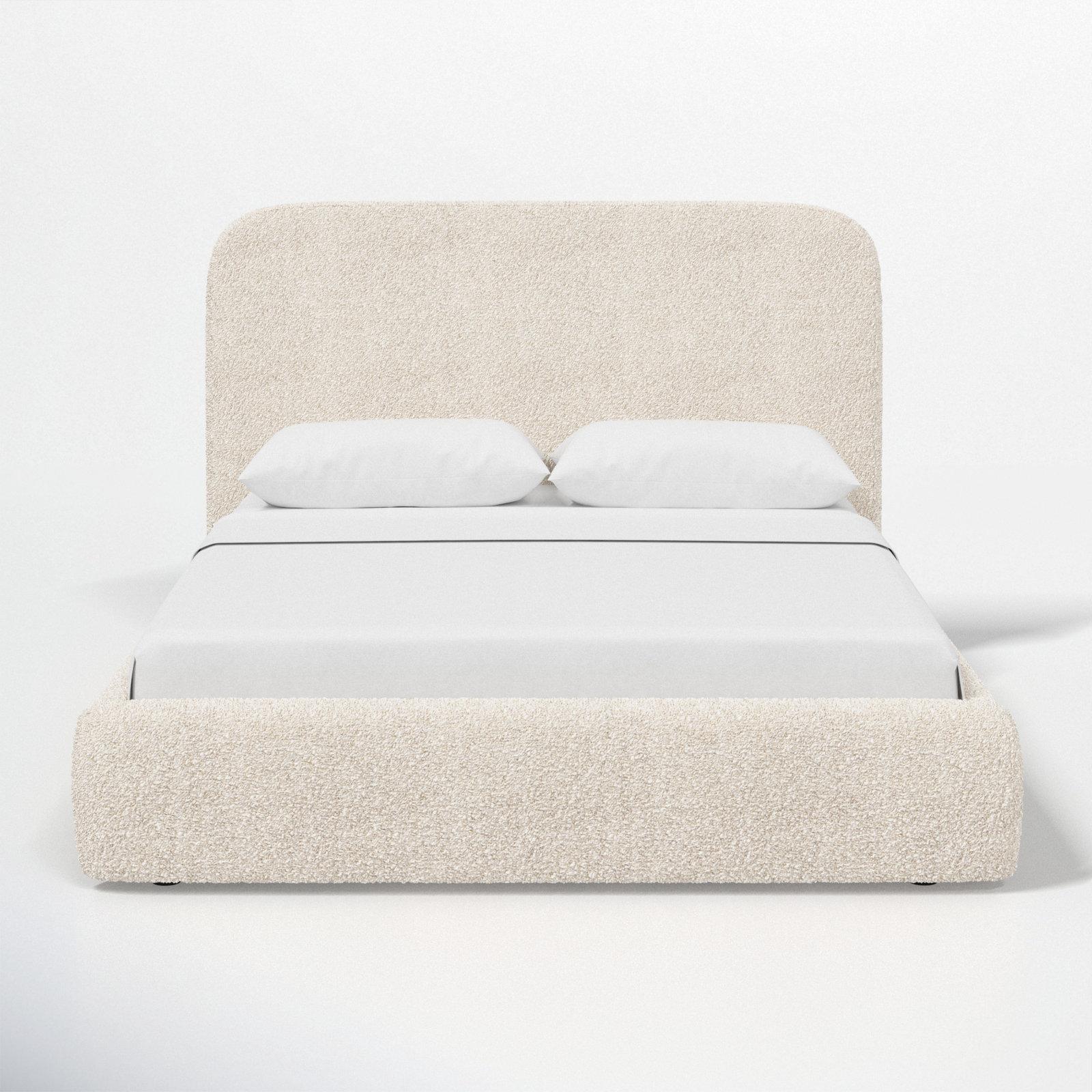 Linen Upholstered Bed, Full / Double, Plush Ivory Boucle