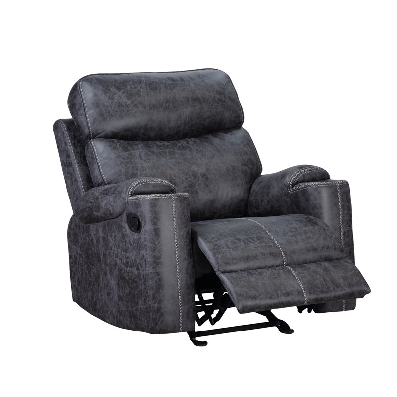 Fauteuil inclinable manuel en microfibre gris Hirah avec fonction porte-gobelet