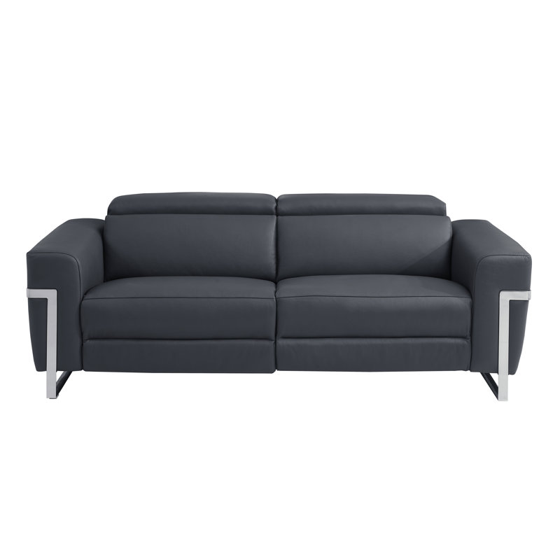 Canapé inclinable électrique en cuir Baisley, Gris foncé