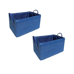 Plastic Storage Basket 6-Pack, Woven Baskets Bins for Organizing Bathroom,  Kitchen and Office,34*25*9.2cm 