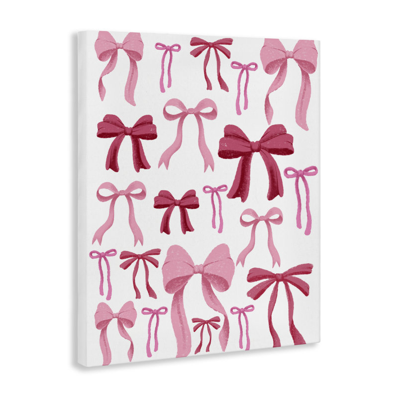Bows All Over Pink & Red Canvas, design by Marcus Prime, 20" H x 16" W