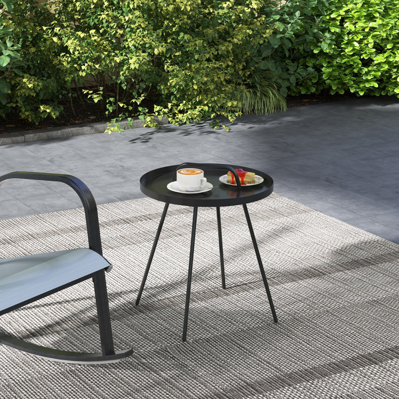 Table d'appoint en acier inoxydable Gurtrude, Noir