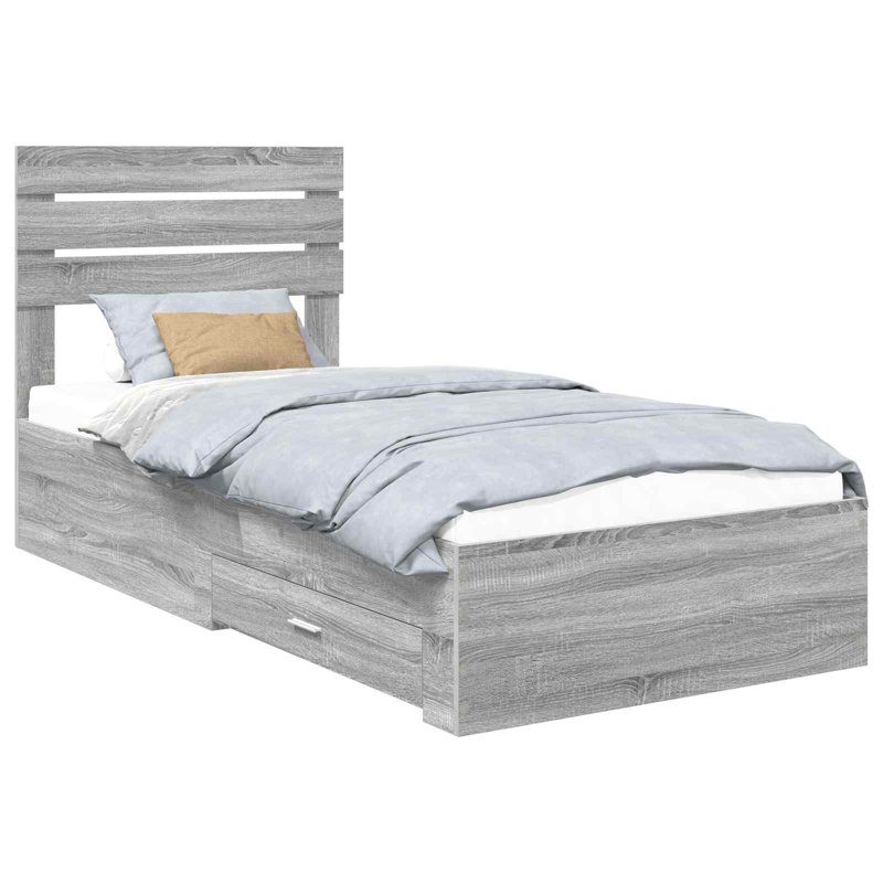 Bed, Grey Sonoma, 90 x 190cm