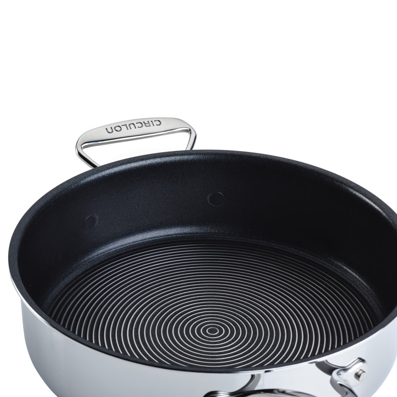 Circulon Clad Stainless Steel Sauté Pan with Lid and Hybrid SteelShield and Nonstick Technology, 5 Quart
