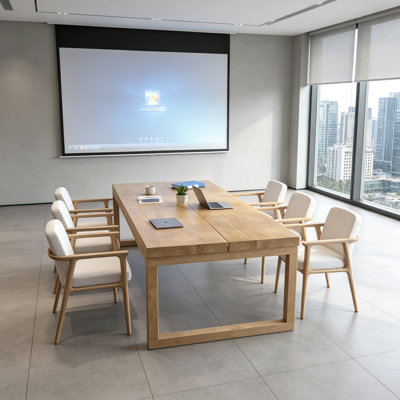 Simple Solid Wood Pine Conference Table