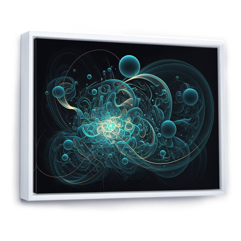 «Turquoise Galactic Superstring Space Harmony», reproduction sur toile, H 16 po x l 32 po x P 1 po, Cadre flottant blanc