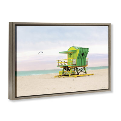 Lime Green Lifeguard Hut Floating Frame, design by Seven Trees Design