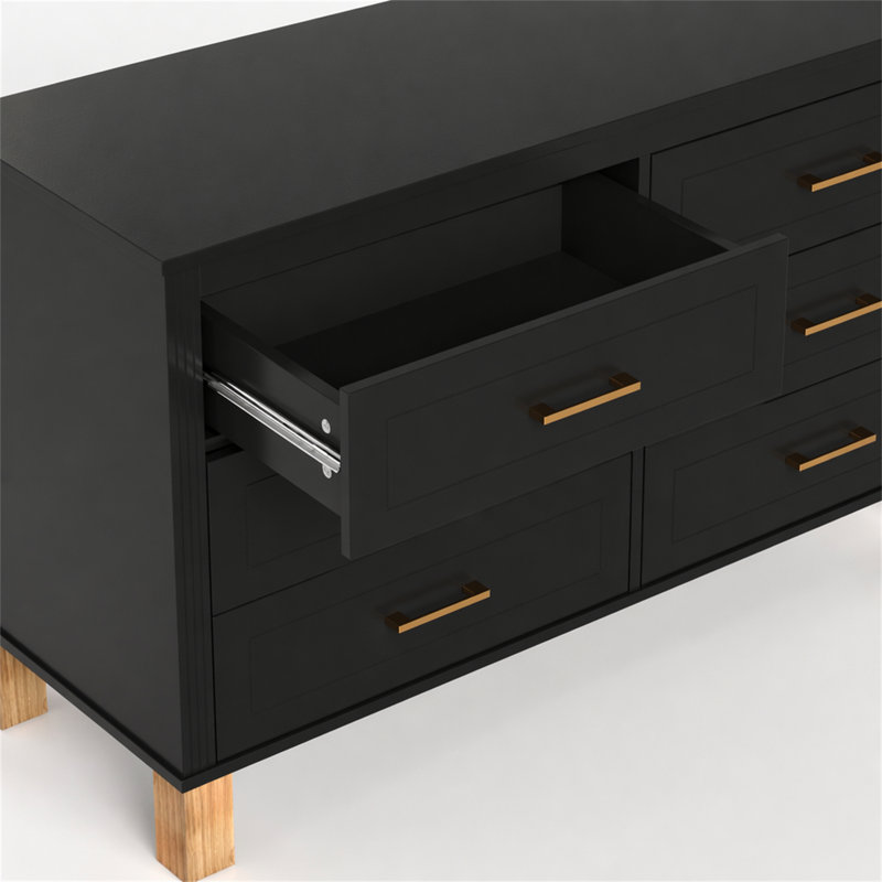 Commode double 6 tiroirs, Black