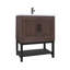 Meuble-lavabo 24 po avec lavabo en céramique blanc et robinet d'eau chaude et froide, armoire de salle de bain autoportante avec 2 portes de rangement et tablette ouverte en fer pour la salle de bain-103571633-103571646