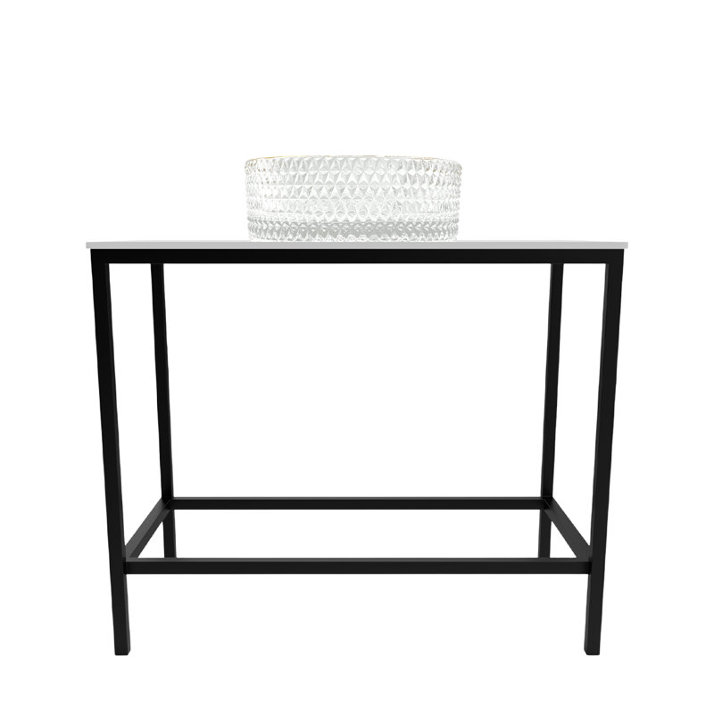 Rectangular Metal Console Sink Set with Glass Vessel Sink and Solid Surface Top - Luminous Collection, White/Black
