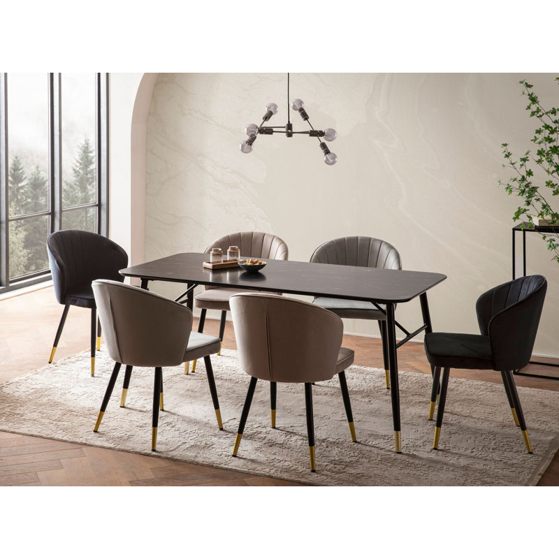 Metal Base Dining Table, Black