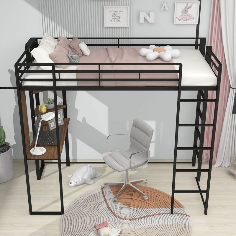 Langsa Kids Twin Loft Bed, Black