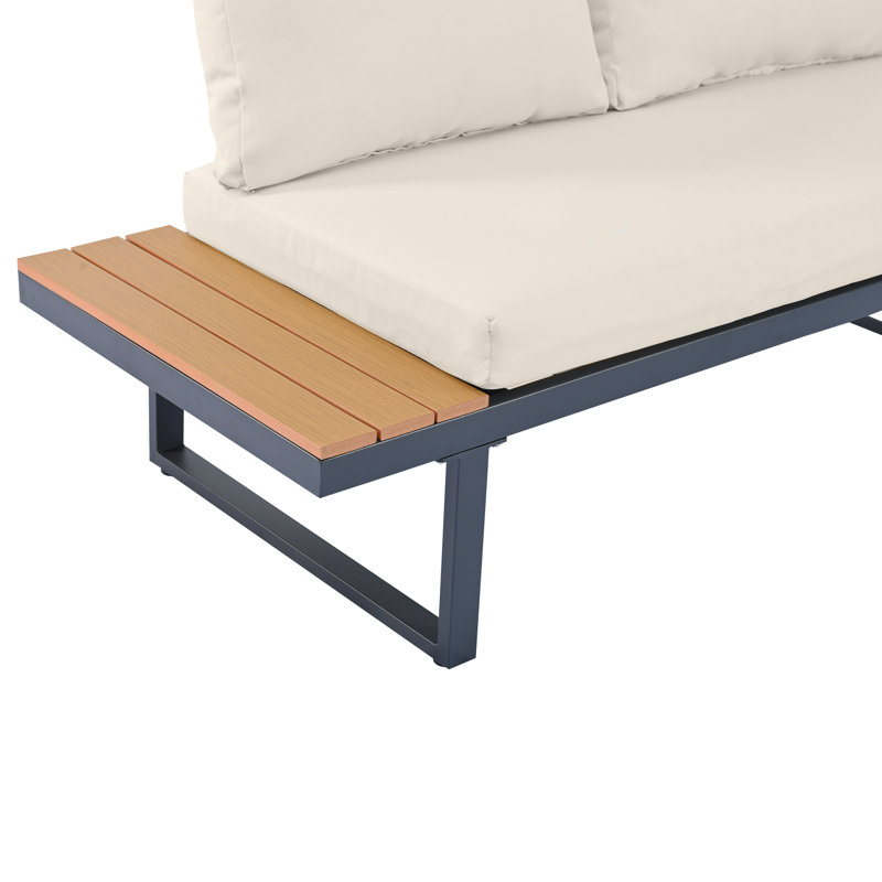 5-seat Outdoor Patio Lounge Set With Adjustable Recliners - Wpc Table, Side Shelves, Galvanized Iron Frame