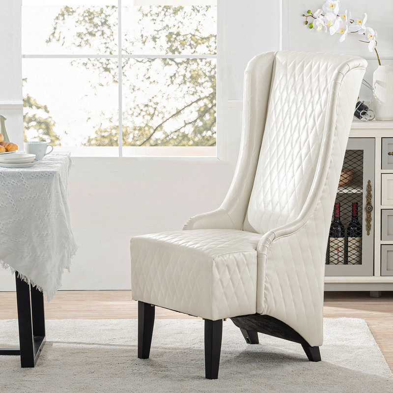Fauteuil à oreilles large 23,03 po Rivah, Similicuir blanc, 2