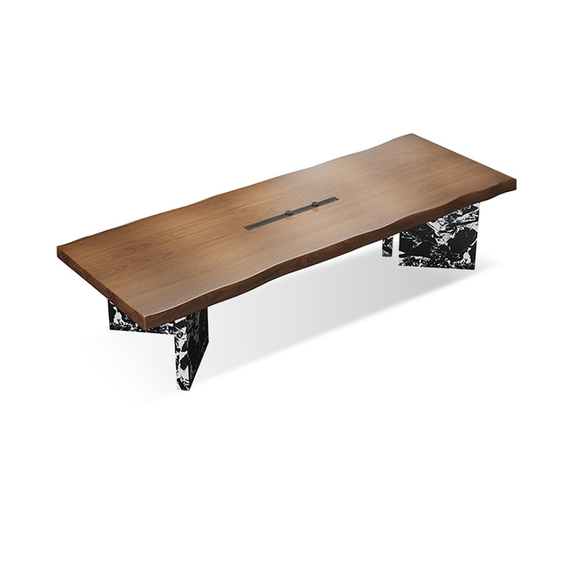 Nut-brown + Black + White Rectangular Solid + Manufactured Wood desk, 29.53" H x 78.74" W x 35.43" D