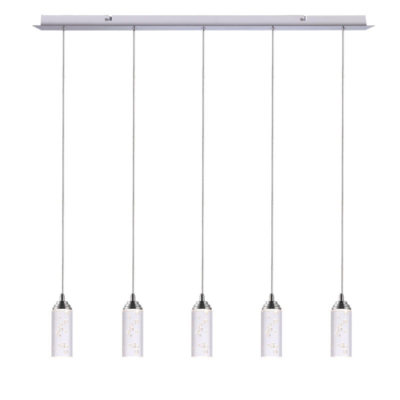 Ardrie 5 - Light Chrome Kitchen Island Pendant, 4.7" H x 1.8" W x 1.8" D