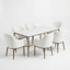 Ensemble de salle à manger 7 pièces Fernand avec table d'appoint en marbre et chaises rembourrées-124609907-124609906