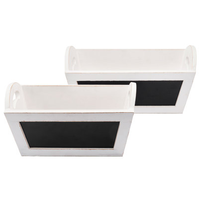 Solid Wood 2 Piece Decorative Basket Set