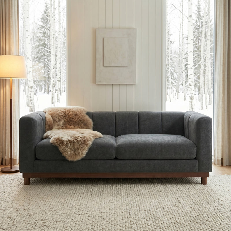 Canapé moderne 78,7 po pour canapé, salon, appartement et petit espace, DARK GREY Chenille