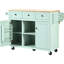 Îlot de cuisine Mint avec construction et style comptoir en bois d'hévéa, 5 roulettes, 3 tiroirs, tablette réglable-121108498