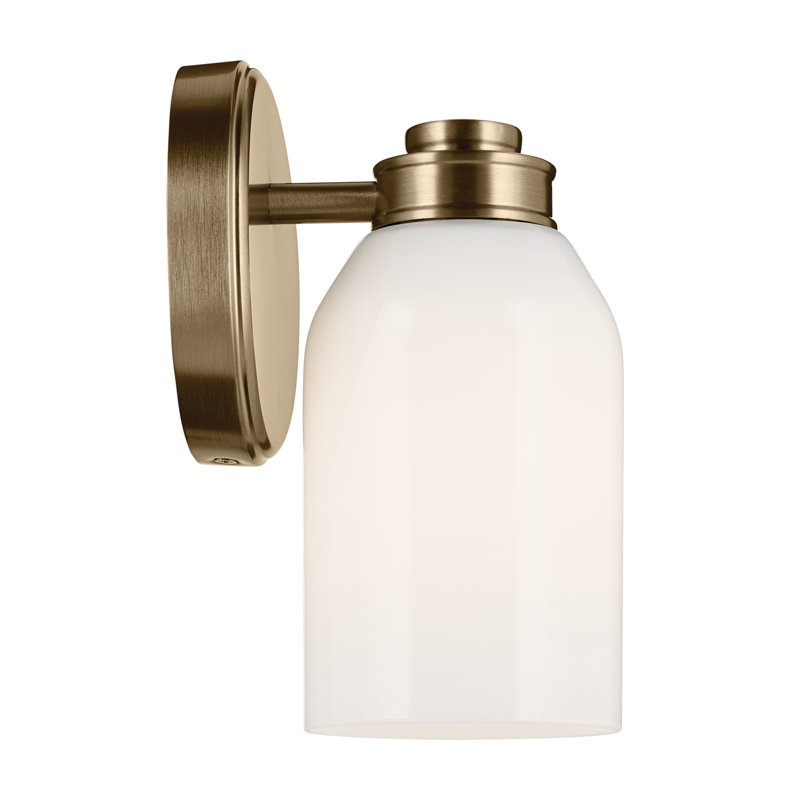 Applique murale 1 lumière 8,25 po avec verre opale blanc, Bronze