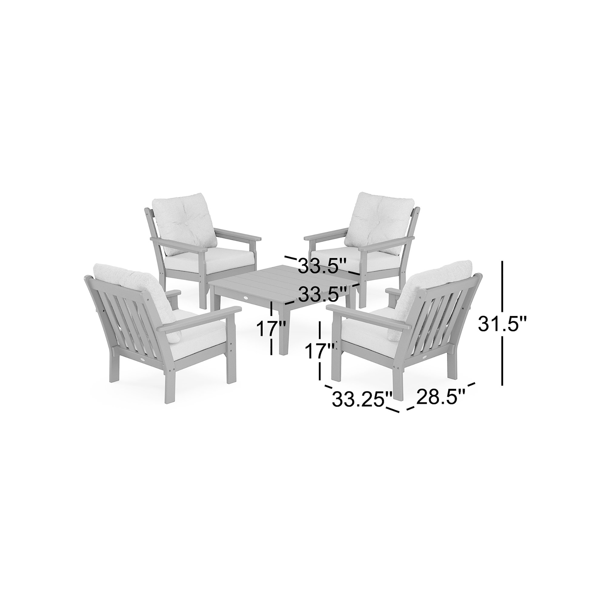 Vineyard 5-Piece Deep Seating Conversation Set, Teak, Dune Burlap Revolution®