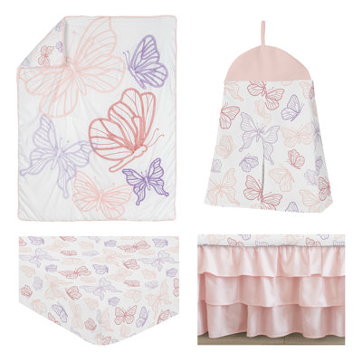 Butterfly 4 - Piece Crib Bedding Set