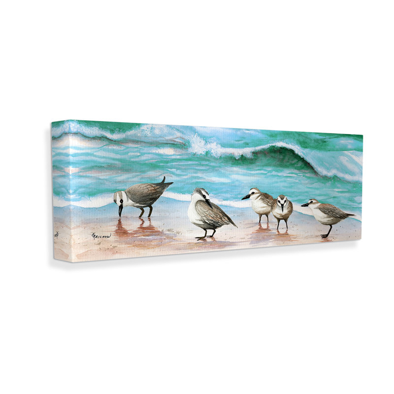 Art mural sur toile Sandpipers le long de la plage par Christine Reichow, H 17 po x l 40 po