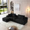 Canapé modulaire modulaire avec assise profonde, tissu en velours côtelé, porte-gobelets, ports USB, rangement et repose-pieds mobile pour le salon, aucun assemblage requis