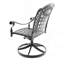 Chaise de patio pivotante en fonte d'aluminium 2 pièces avec structure noire et coussins bleus